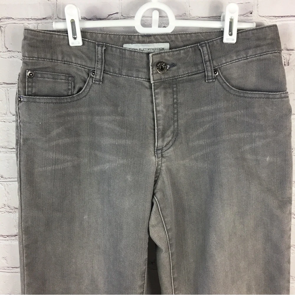 Chico’s Platinum Denim Gray Bootcut Jeans Ultimate Fit Size 00 / US 2 - Picture 7 of 13